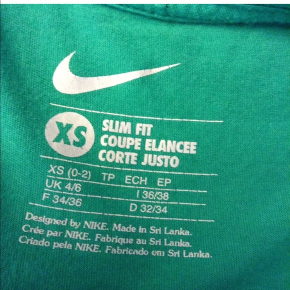 Nike Green Yellow Slim Fit V-Neck T-Shirt XS - Picture 5 of 7